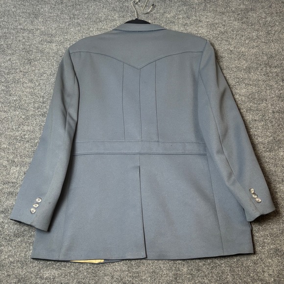 Vintage Lee Western Blazer Mens 46R Slate Blue Cowboy Sport Coat Made in USA - Picture 2 of 15